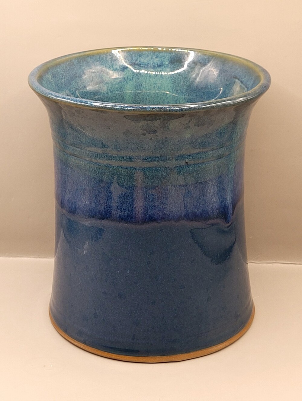 Vintage Studio Pottery Blue Glaze Utensil Crock Vase Hutton House London Ontario